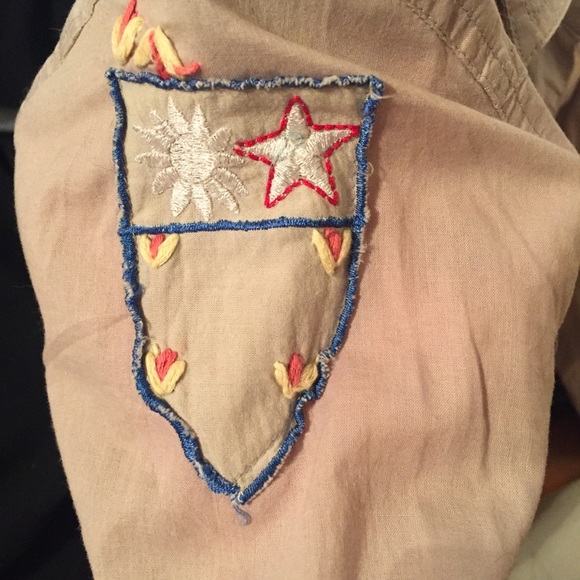 Tan Fashion Army Button Down Shirt - Picture 5 of 6